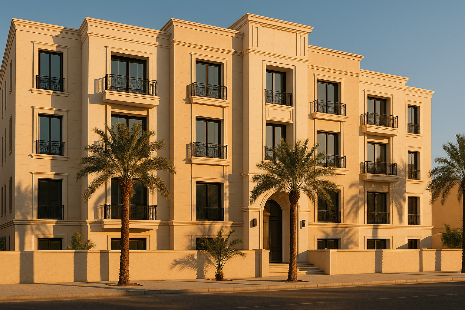 صورة لواجهة مبنى سكني في الرياض - عقار يخضع لإجراءات تحصيل إيجار متأخر وفق نظام إيجار الجديد 2026